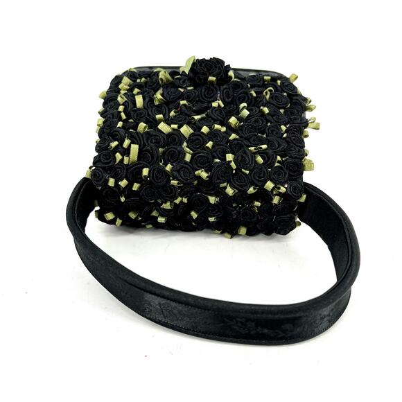 Julie Feldman Black Satin Roses Small evening purse - Picture 4 of 8